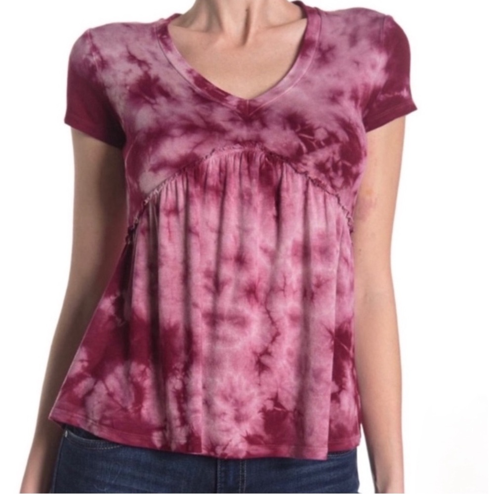 BAEA Plum Tie Dye Babydoll Top! - Picture 2 of 3